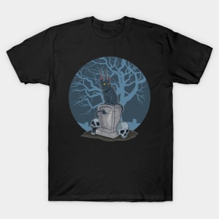 Demon cat in the cemetery - Gothic T-Shirt